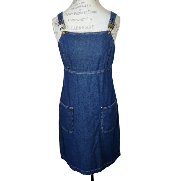 Vintage Liz Claiborne Blue Denim Overall Dress Size 10 Patch Pockets‎ 90s Modest - Picture 10 of 10